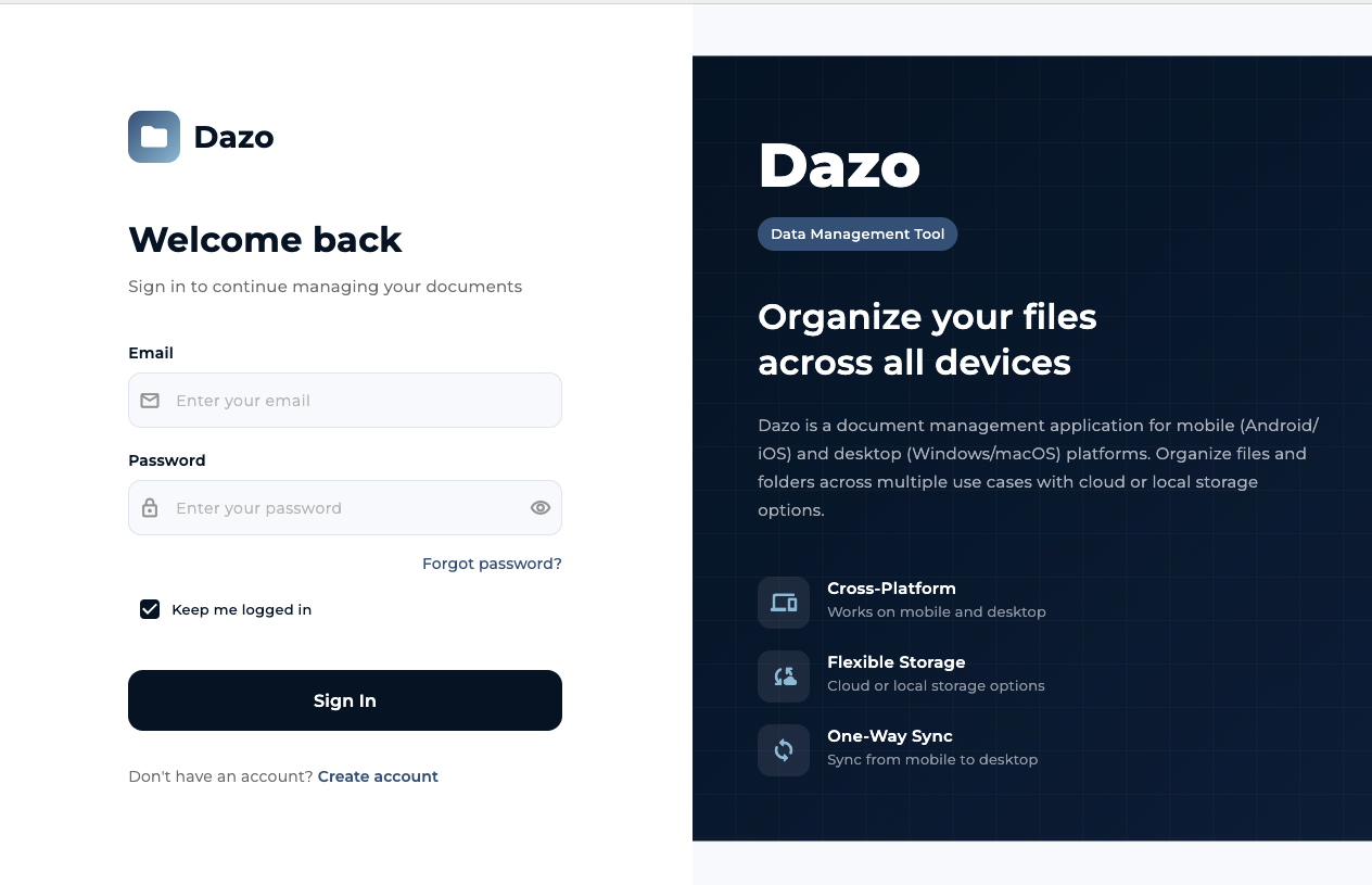 Desktop login