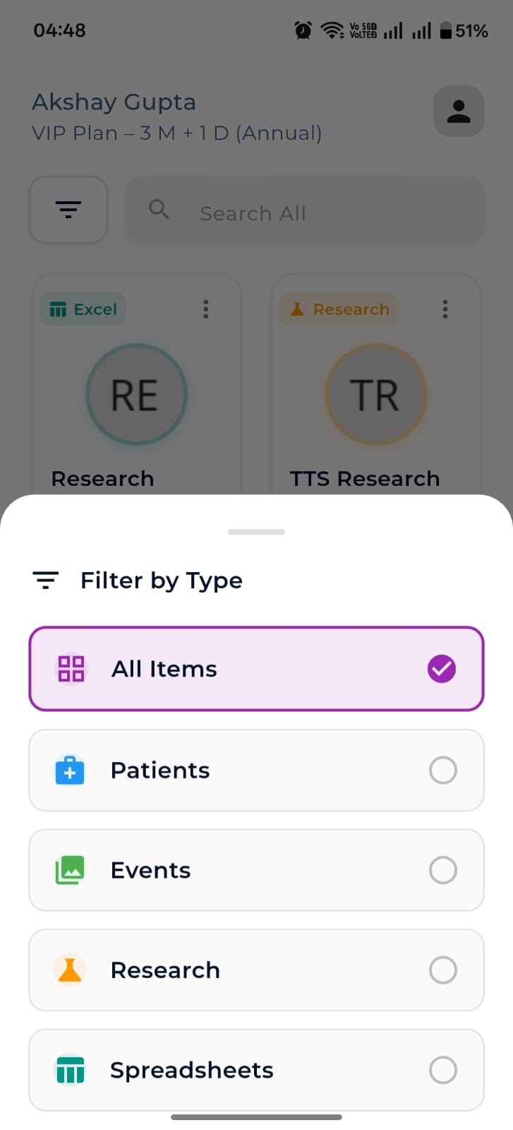 Filter by type